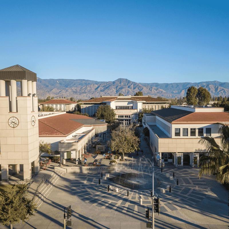 Tab card - Redlands campus - Hunsaker Plaza